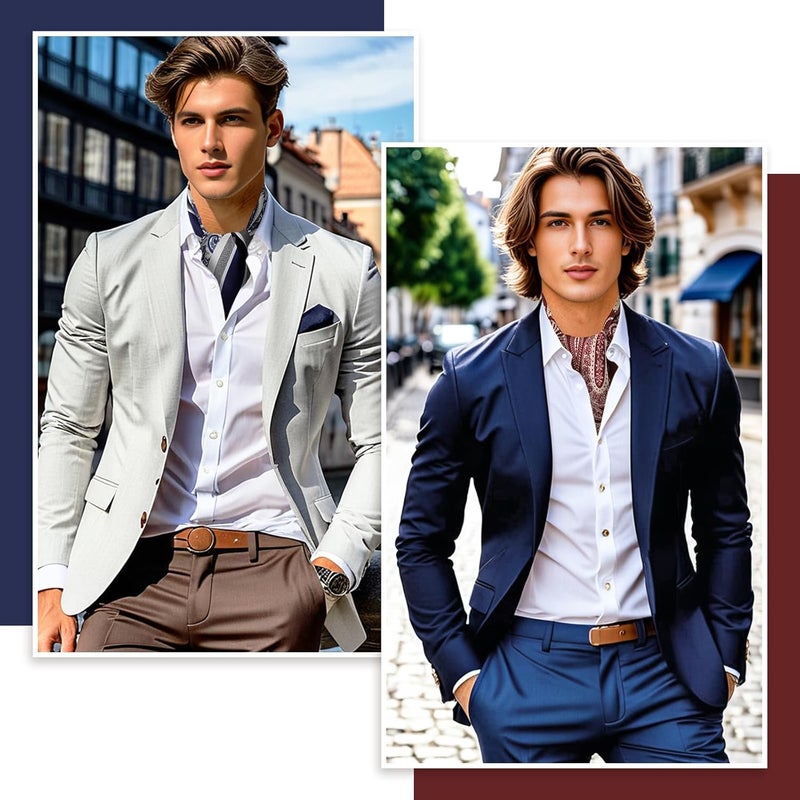 GERINLY Mens Silk Feel Scarf 2 Pack, 27 Inch Neckerchief Ascot, Novelty Head Bandana Wrap - Image 4